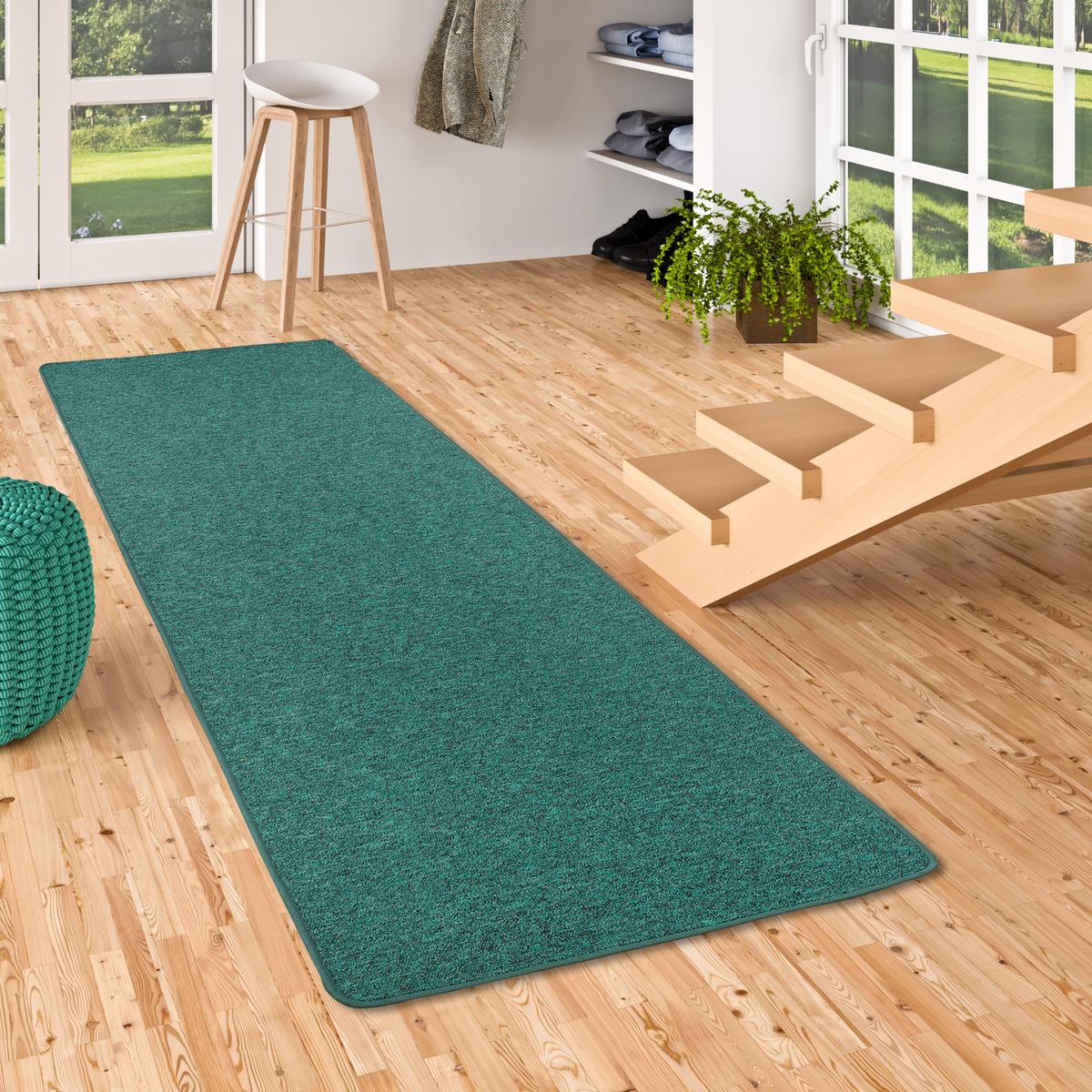 FEINSCHLINGEN VELOUR LÄUFER TEPPICH STRONG - Petrol, Textil (80/240cm) - Snapstyle