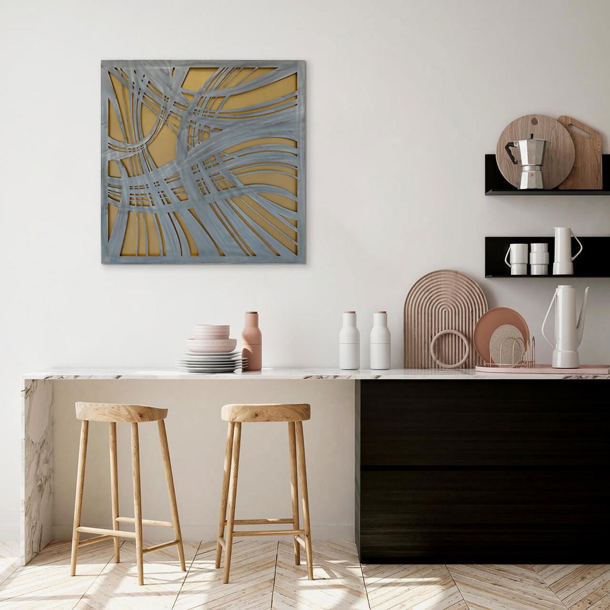 METALLBILD Gold 80/80 cm - Silberfarben/Goldfarben, Metall (3/80cm) - KUNSTLOFT