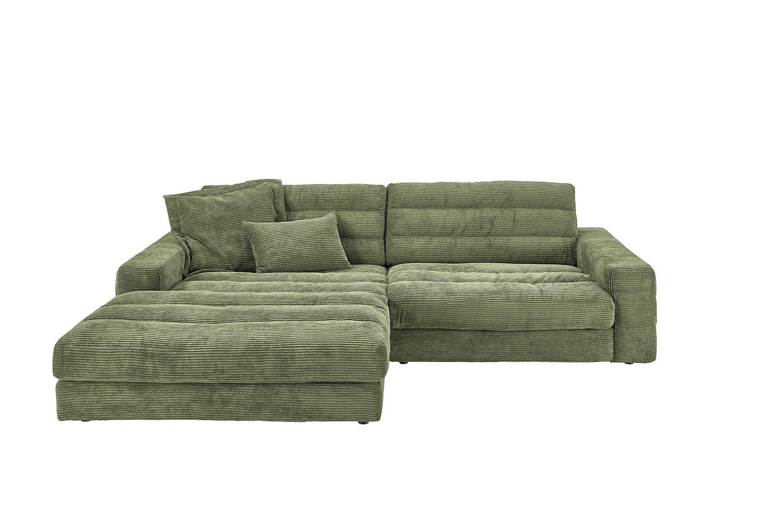 ECKSOFA LANA SOFA Grün Cord - Schwarz/Olivgrün, Textil (296/205cm) - KAWOLA