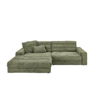 ECKSOFA LANA SOFA Grün Cord - Schwarz/Olivgrün, Textil (296/205cm) - KAWOLA