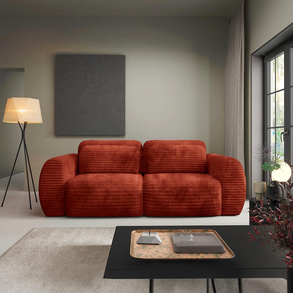 SOFA Camilla 3 Sitzplätze Terracotta - Terracotta, Holz (266/95/121cm) - Petits-meubles