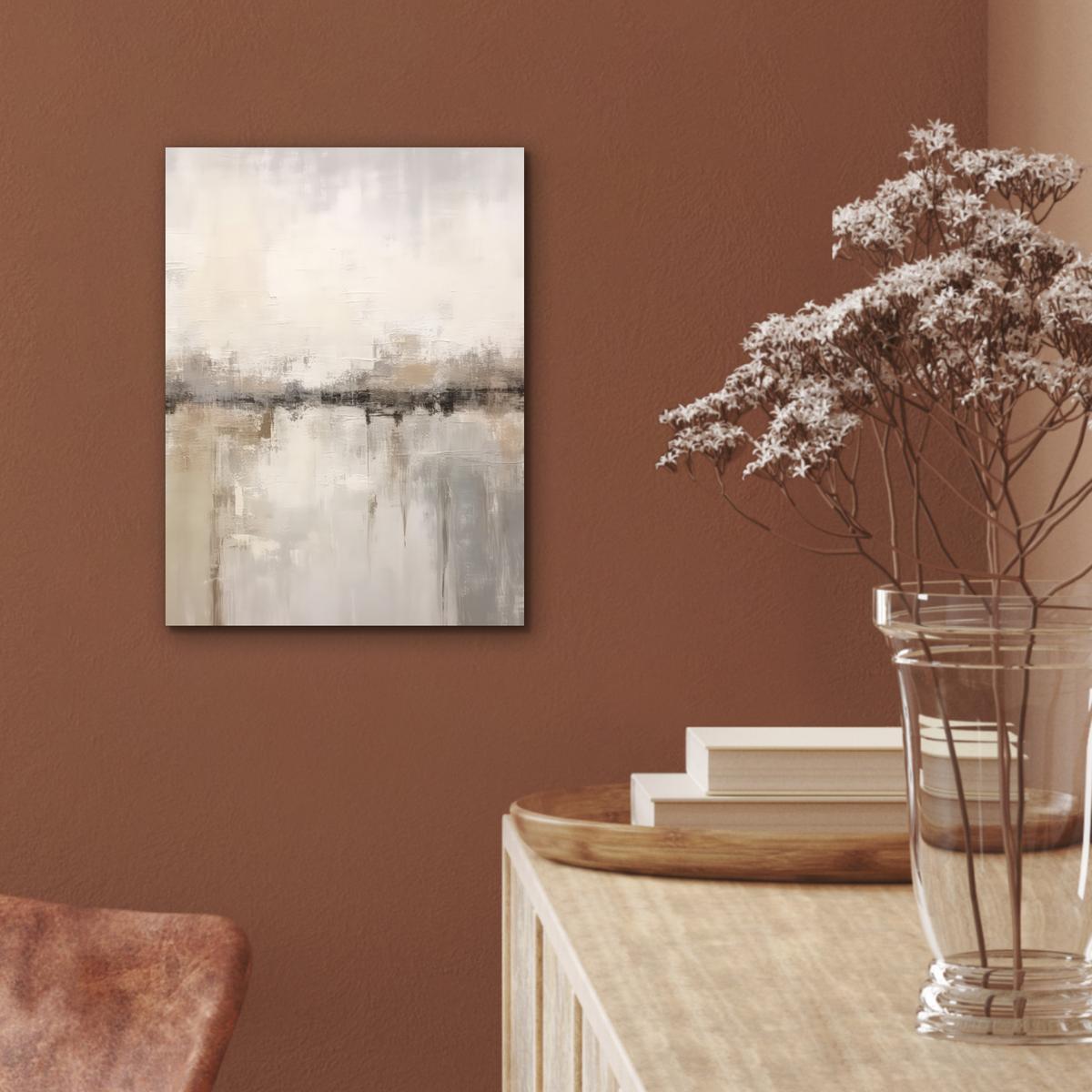METALLBILD Moderne Kunst - Abstrakt - Beige 30x40 cm - Beige, Metall (30/40cm) - MuchoWow