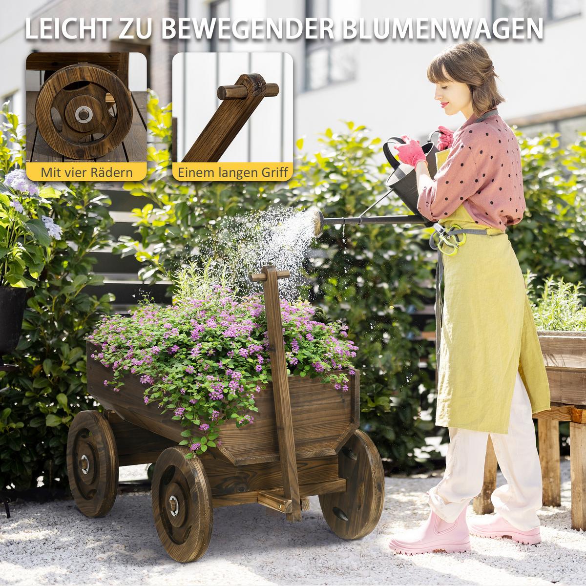HOCHBEET, Tannenholz, Verkohlt - Braun, Holz (53/58/127cm) - Outsunny