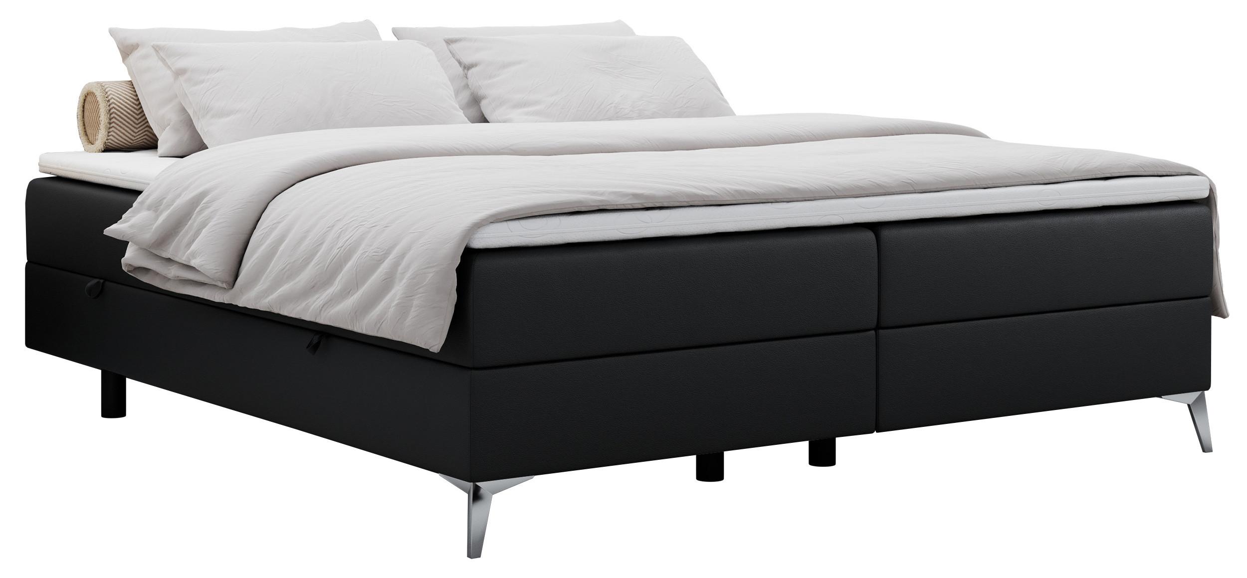 BOXBETT LESS 200/200 Schwarz Kunstleder - H3 - Schwarz, Holz/Textil (200/200cm) - MKS