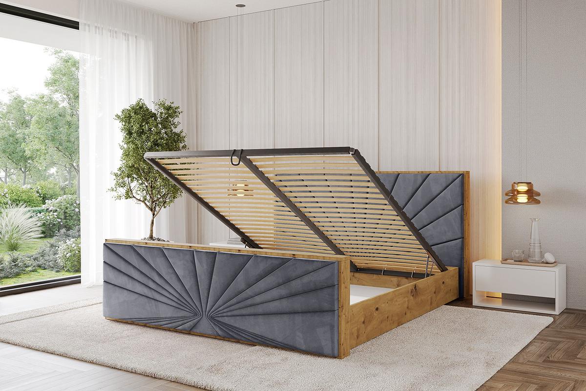 POLSTERBETT mit Bettkasten, Fußteil und Lattenrost, Boxbett mit Matratze H3/H4 - ENZO6-Z 200x200 Dunkelgrau - Dunkelgrau, Holzwerkstoff/Textil (200/200cm) - ALTDECOR
