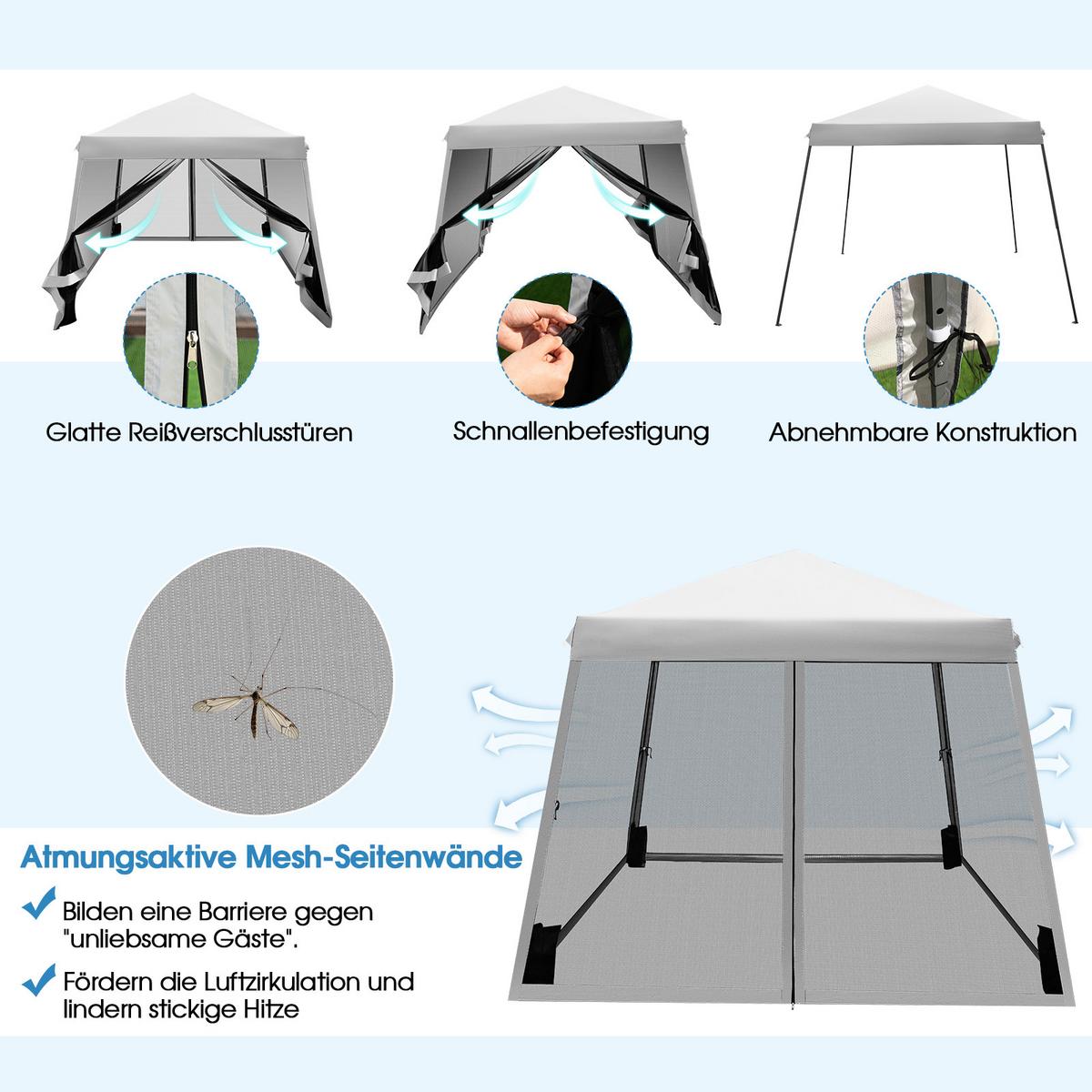 PAVILLON 3x3 m Grau - Grau, Kunststoff (300/255/300cm) - COSTWAY