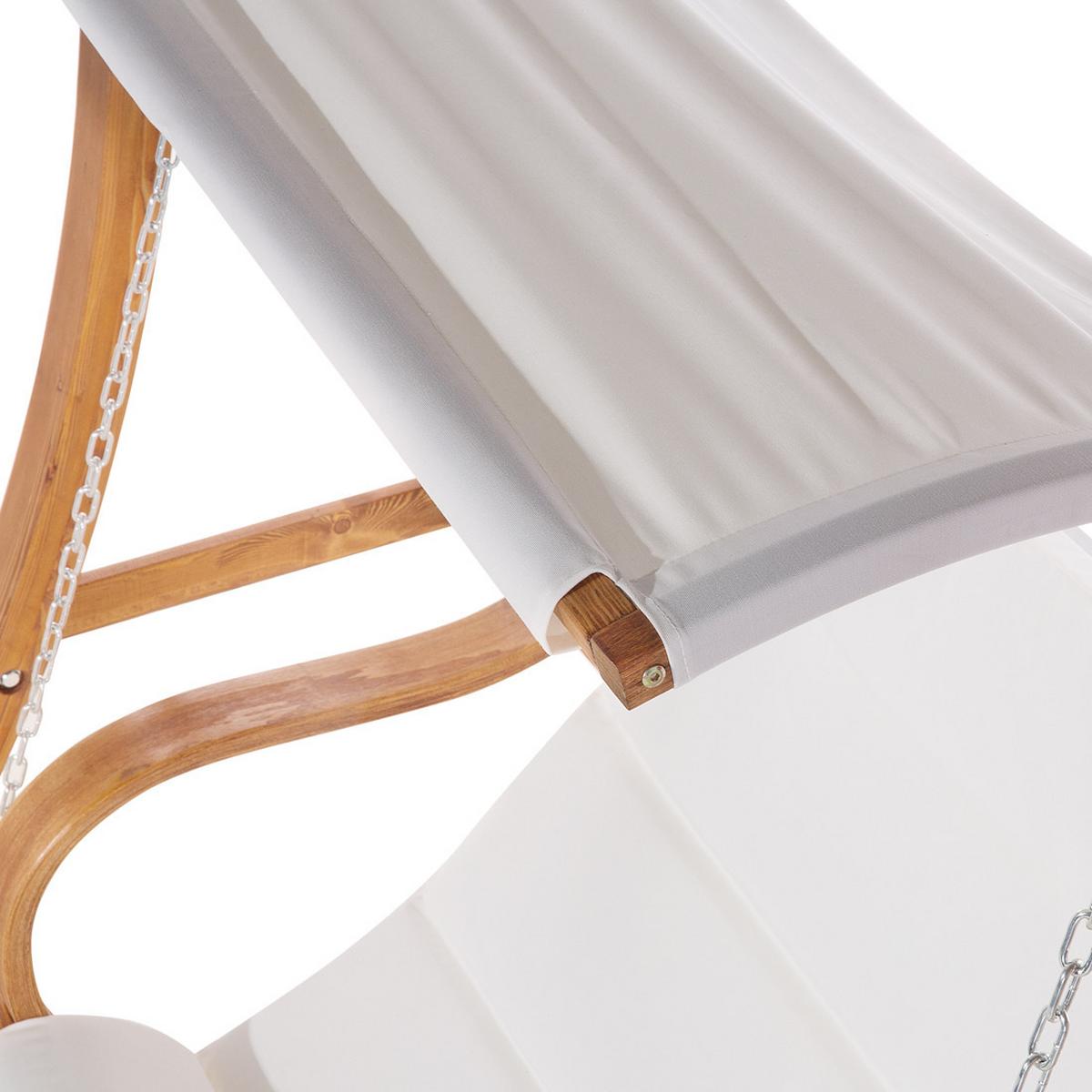 GARTENSCHAUKEL Lärchenholz dunkelbraun Sonnendach beige Aprilia - Dunkelbraun, Textil (202/200/120cm) - Beliani