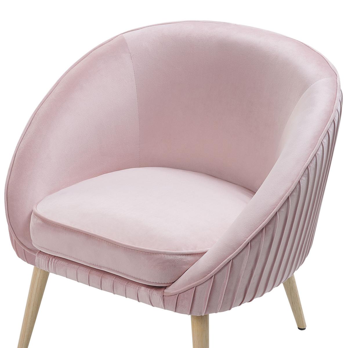 SESSEL Samtstoff Rosa Tromso - Pink, Holz/Textil (73/73/54cm) - Beliani