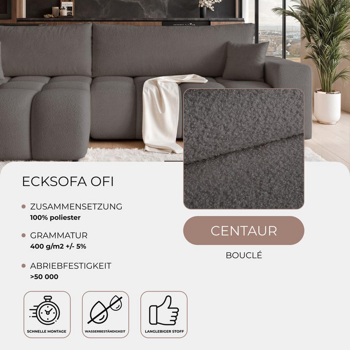 ECKSOFA OFI mit Schlaffunktion und Bettkasten Dunkelgrau - Dunkelgrau, Holzwerkstoff/Kunststoff (278/145cm) - Idohome