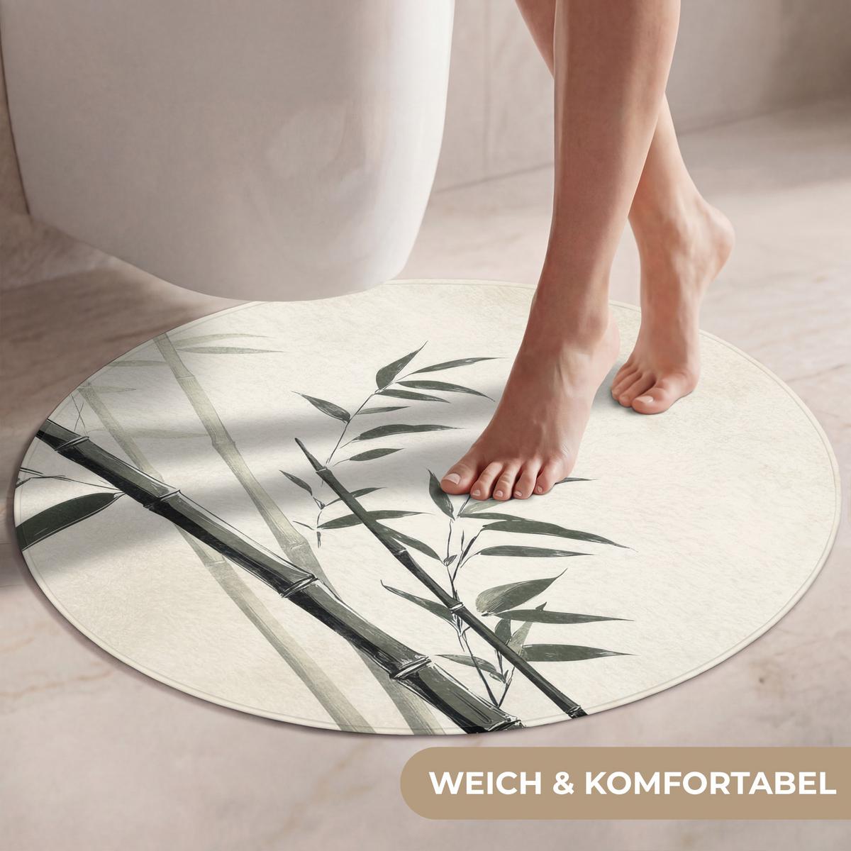WC-VORLEGER Japandi - Bambus - Beige Toilettenteppich 70x70 cm - Ecru, Textil (70/1cm) - OnlyWow