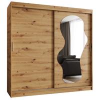 SCHIEBETÜRENSCHRANK mit Spiegel ULTRA 200/200/62 2-türig - Silberfarben/Eiche Artisan, Holz (200/200/62cm) - MÖBEL KRYSPOL