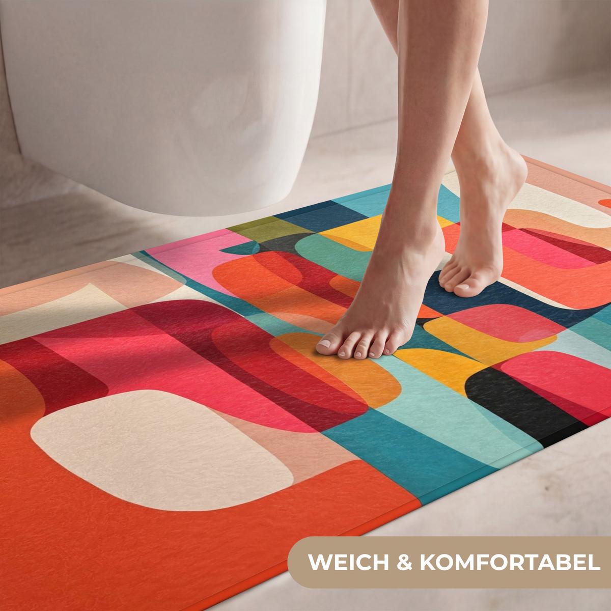 WC-VORLEGER Formen - Bunt - Abstrakt - Flugzeuge WC Teppich 120x60 cm - Multicolor, Textil (120/1cm) - OnlyWow