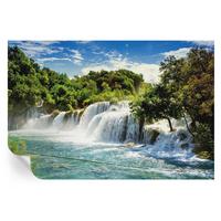 FOTOTAPETE 104x70 cm - Ein atemberaubender Wasserfall - Grün, Textil (104/70cm) - Wallfluent