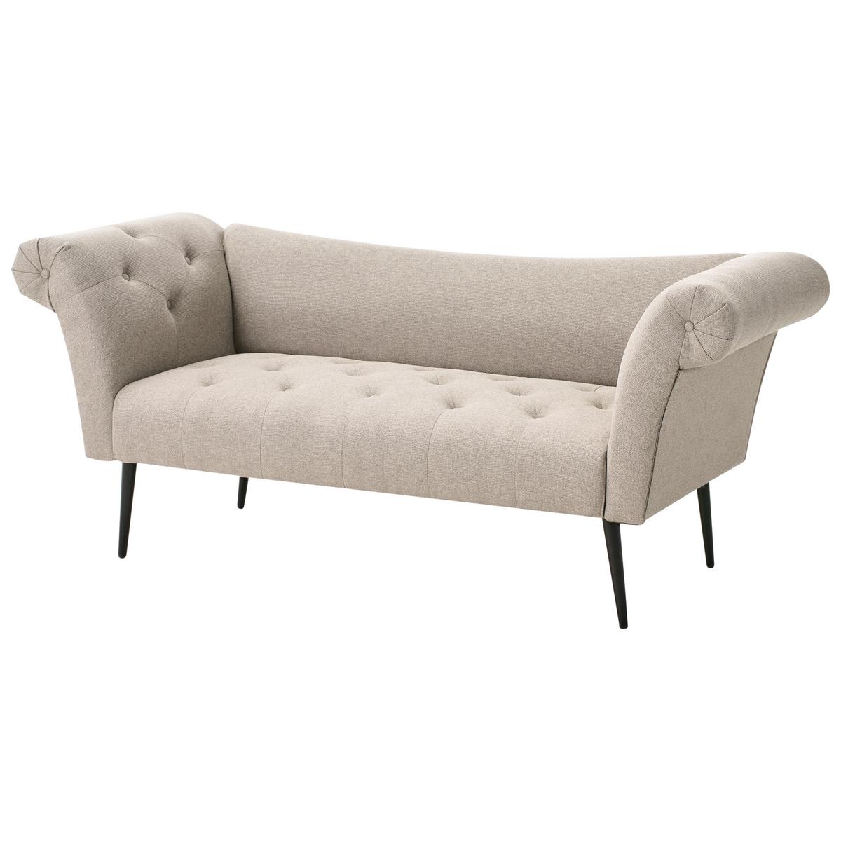 CHAISELONGUE Stoff Hellbraun Nantilly - Hellbraun/Schwarz, Textil (175/76/69cm) - Beliani