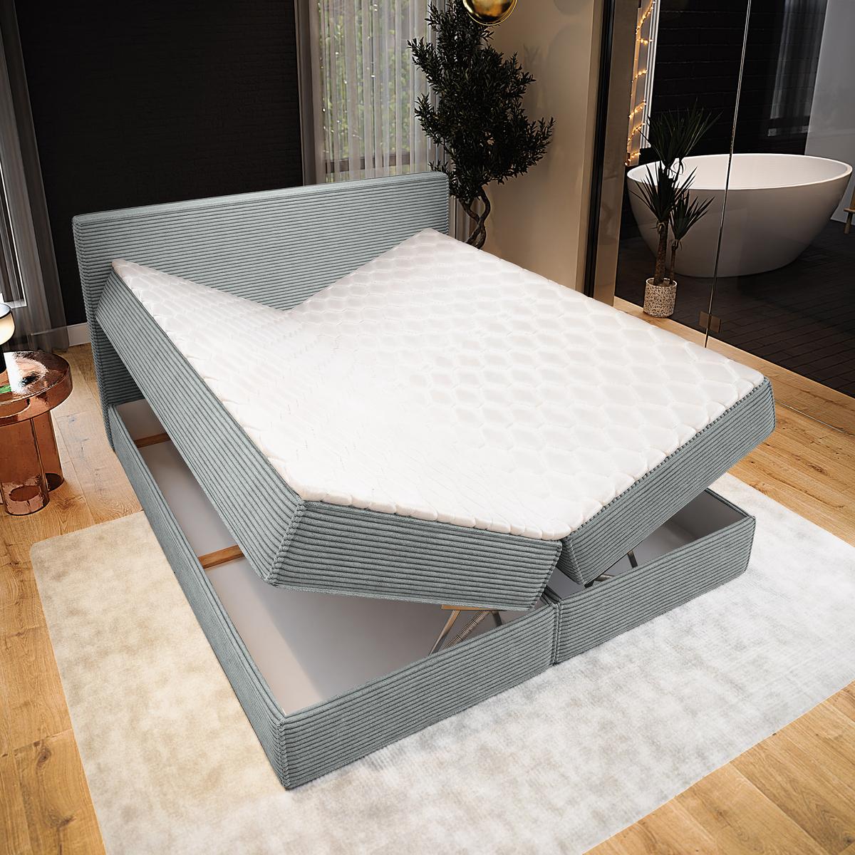 BOXBETT PELLIO 140x200 cm mit Matratze und Topper - Hellgrau - Hellgrau, Holz (140/200cm) - MASSENO