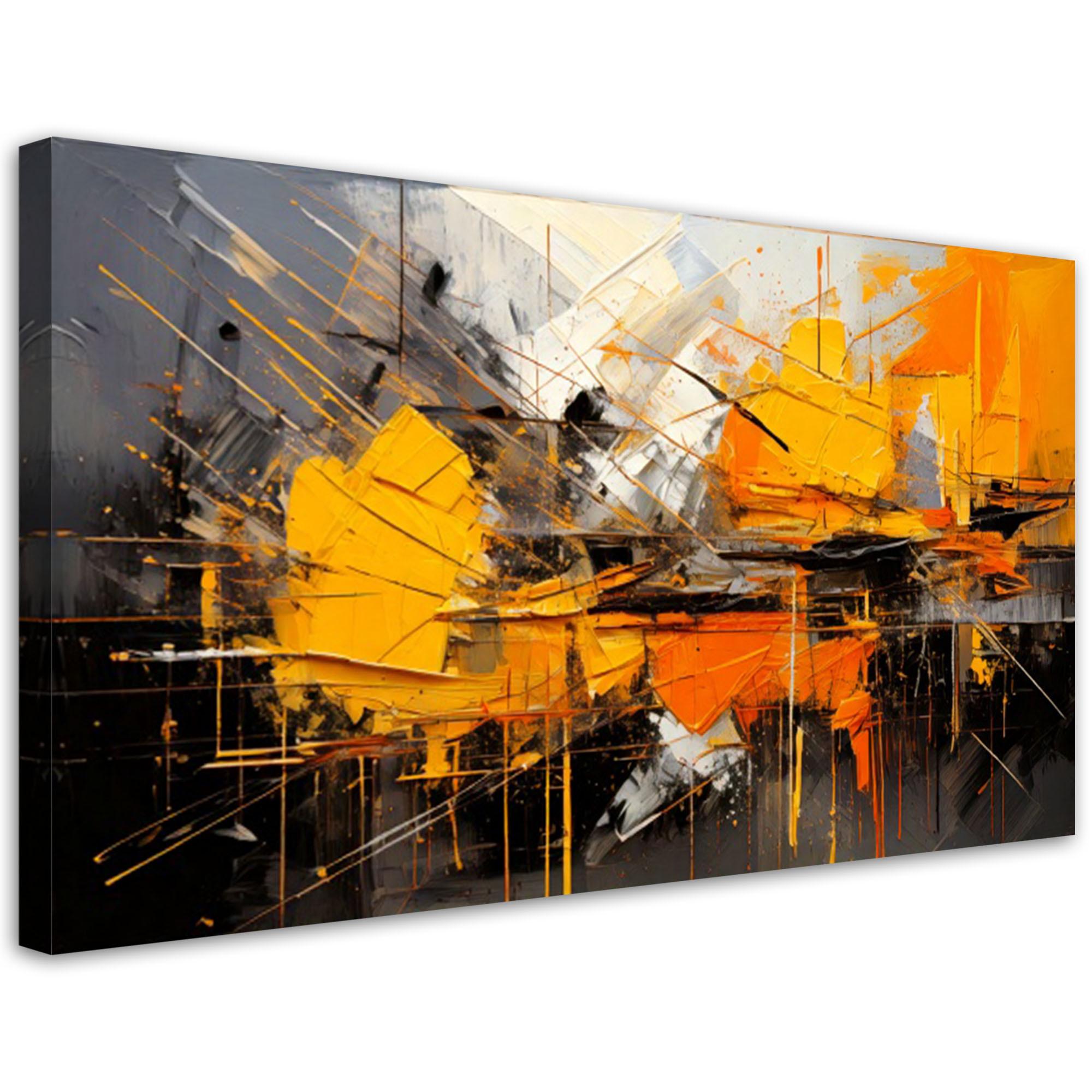 LEINWANDBILD Geometrische Abstraktion Orange 100x50cm - Gelb, Textil (100/50cm) - Feeby