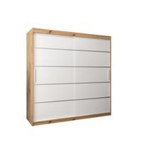 SCHWEBETÜRENSCHRANK 200/200/62 2-türig - Silberfarben/Weiß, Holz/Kunststoff (200/200/62cm) - MÖBEL KRYSPOL