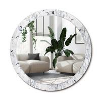 SPIEGEL Rund Ø 90 cm mit Aufdruck - Blau/Weiß, Glas (90/90/0.4cm) - Wallfluent