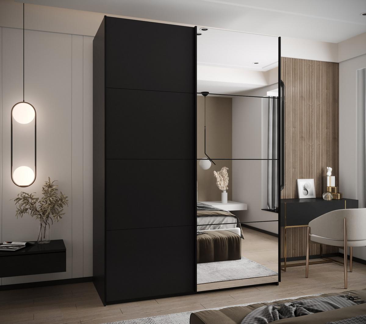 SCHWEBETÜRENSCHRANK 245,5/170/64 2-türig - Schwarz, Holz/Metall (170/245/64cm) - Abiks Möbel