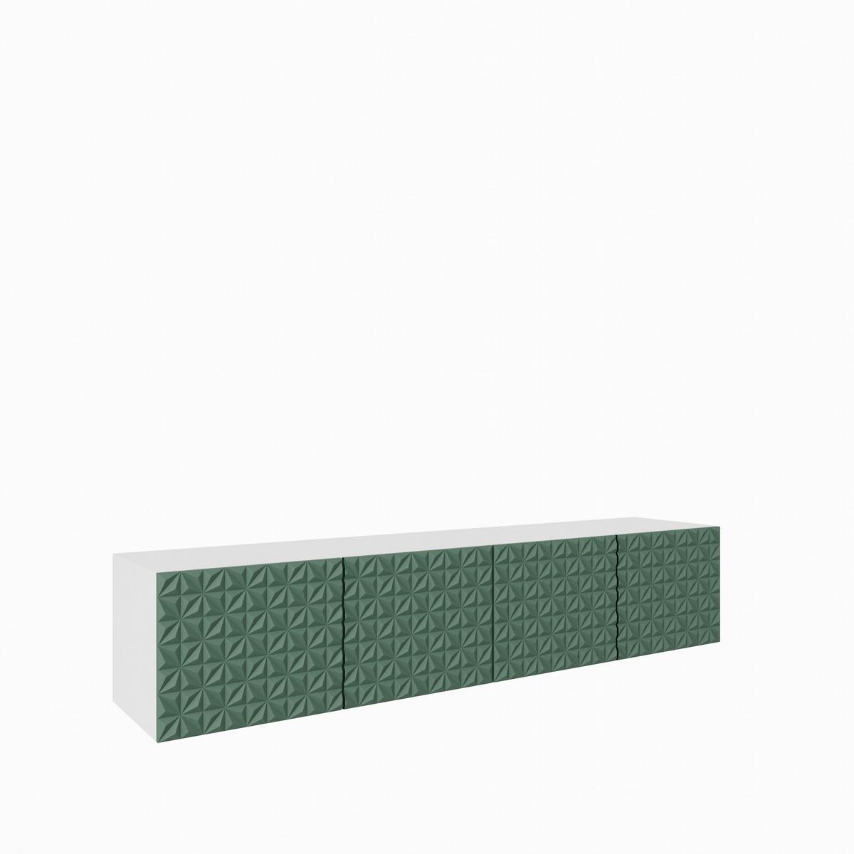 LOWBOARD ROVA 200/41/40 cm, Hängender TV-Schrank Weiß / Grün - Weiß/Grün, Holzwerkstoff (200/41/40cm) - MASSENO