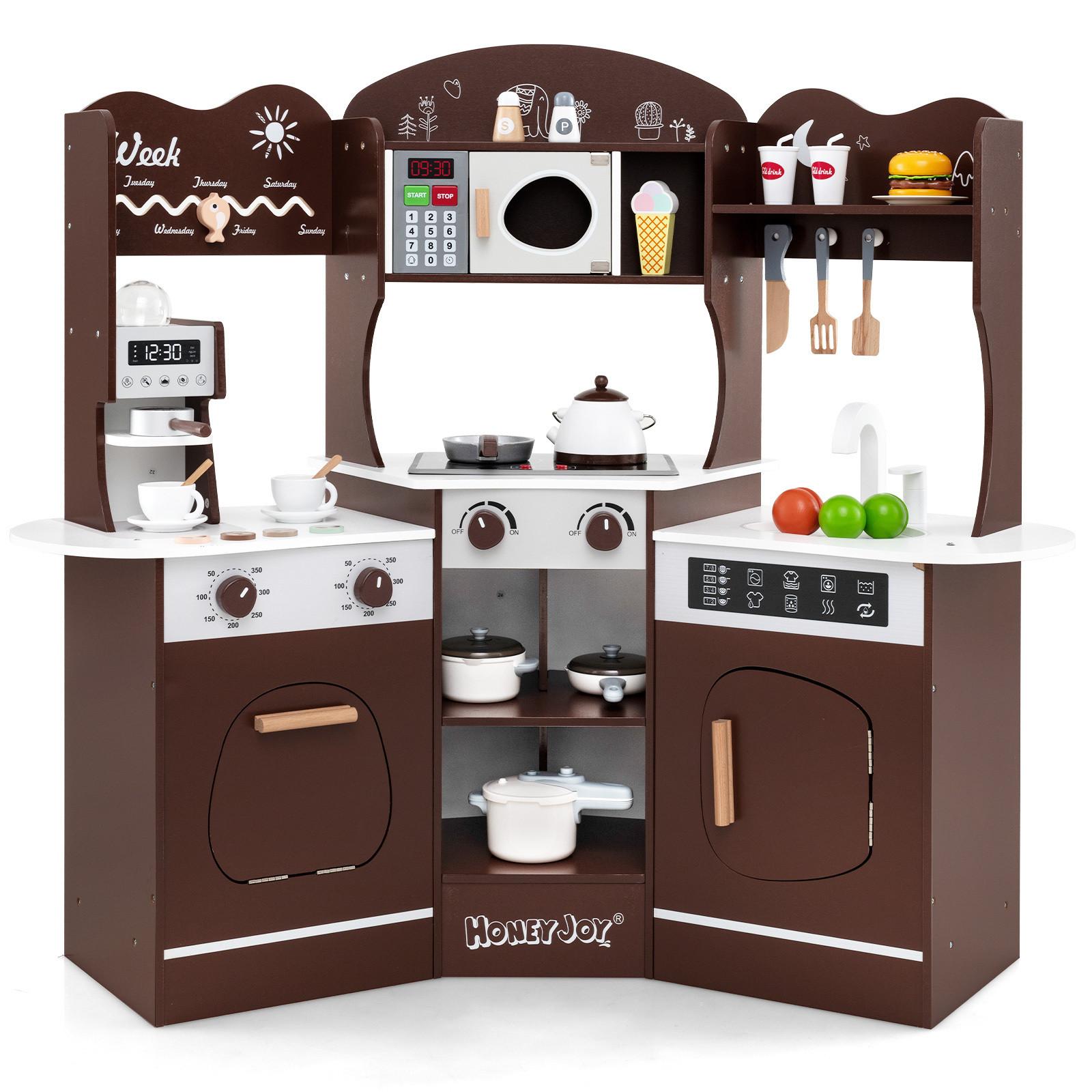 ECK-SPIELKÜCHE Braun - Braun, Holzwerkstoff (105/95/30cm) - COSTWAY