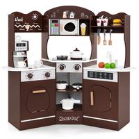 ECK-SPIELKÜCHE Braun - Braun, Holzwerkstoff (105/95/30cm) - COSTWAY