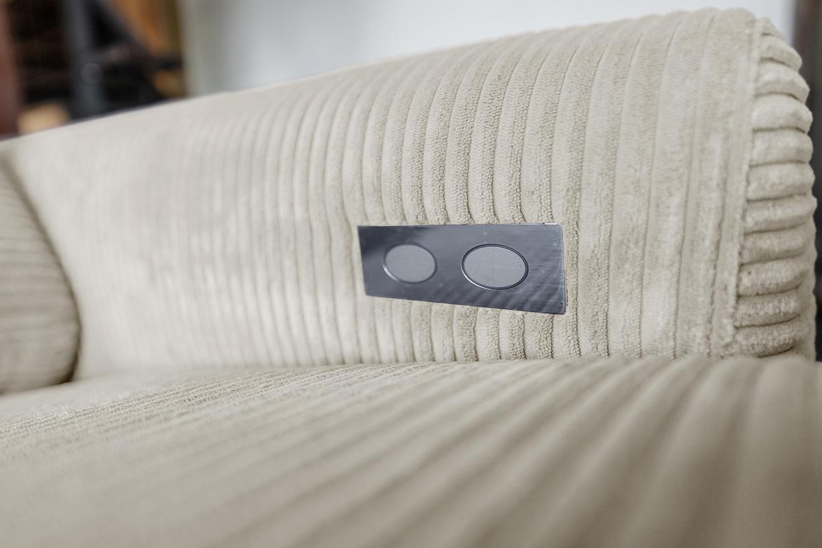 ECKSOFA LAISKA Cremeweiß Cord Relaxfunktion - Creme/Schwarz, Textil/Metall (282/177cm) - KAWOLA