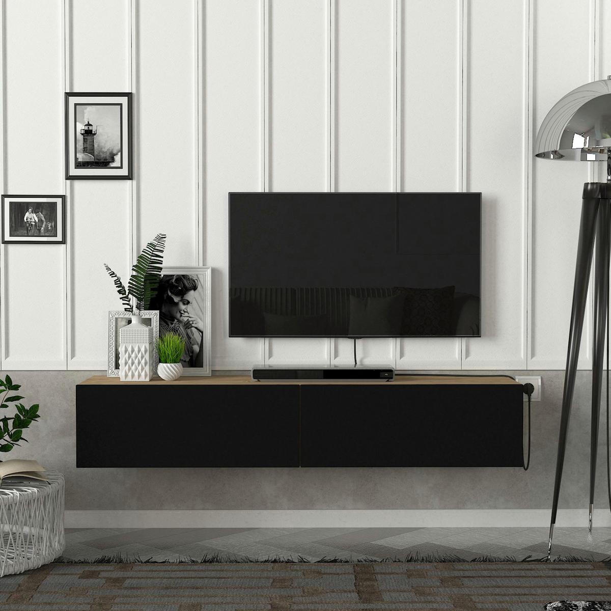TV-ELEMENT Toivakka - Schwarz, Holzwerkstoff (135/25/31cm) - [en.casa]