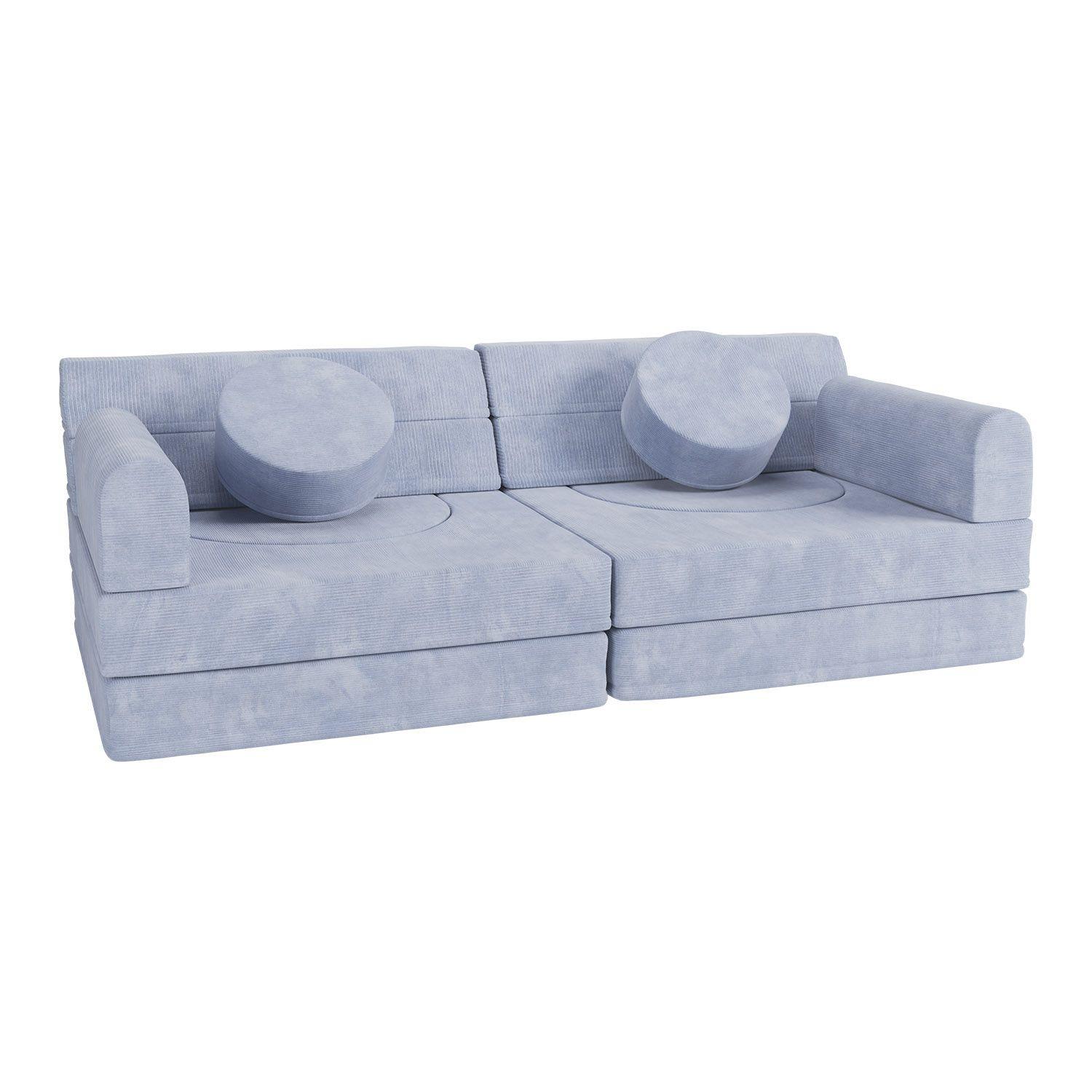 KINDERSOFA Kayo cord hellblau - Blau, Textil (150/50/75cm) - Juskys