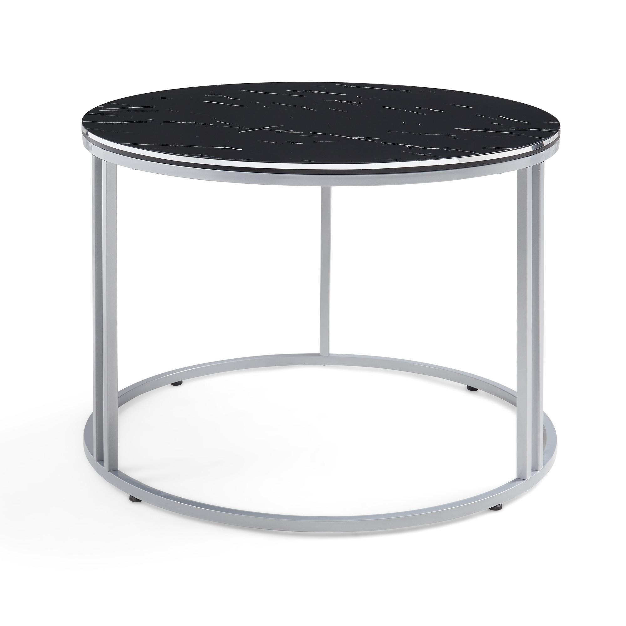 COUCHTISCH Aulum 70/70/50 - Silberfarben/Schwarz, Holzwerkstoff/Metall (70/70/50cm) - [en.casa]