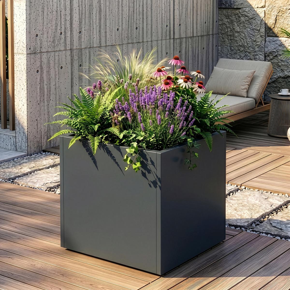 PFLANZKÜBEL Vaargel - Anthrazit, Metall (60/60/60cm) - casa.pro