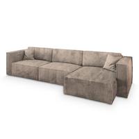 ECKSOFA TOLMO P Beige Kordstoff mit Schlaffunktion - Beige/Grau, Holz/Kunststoff (347/148cm) - MASSENO