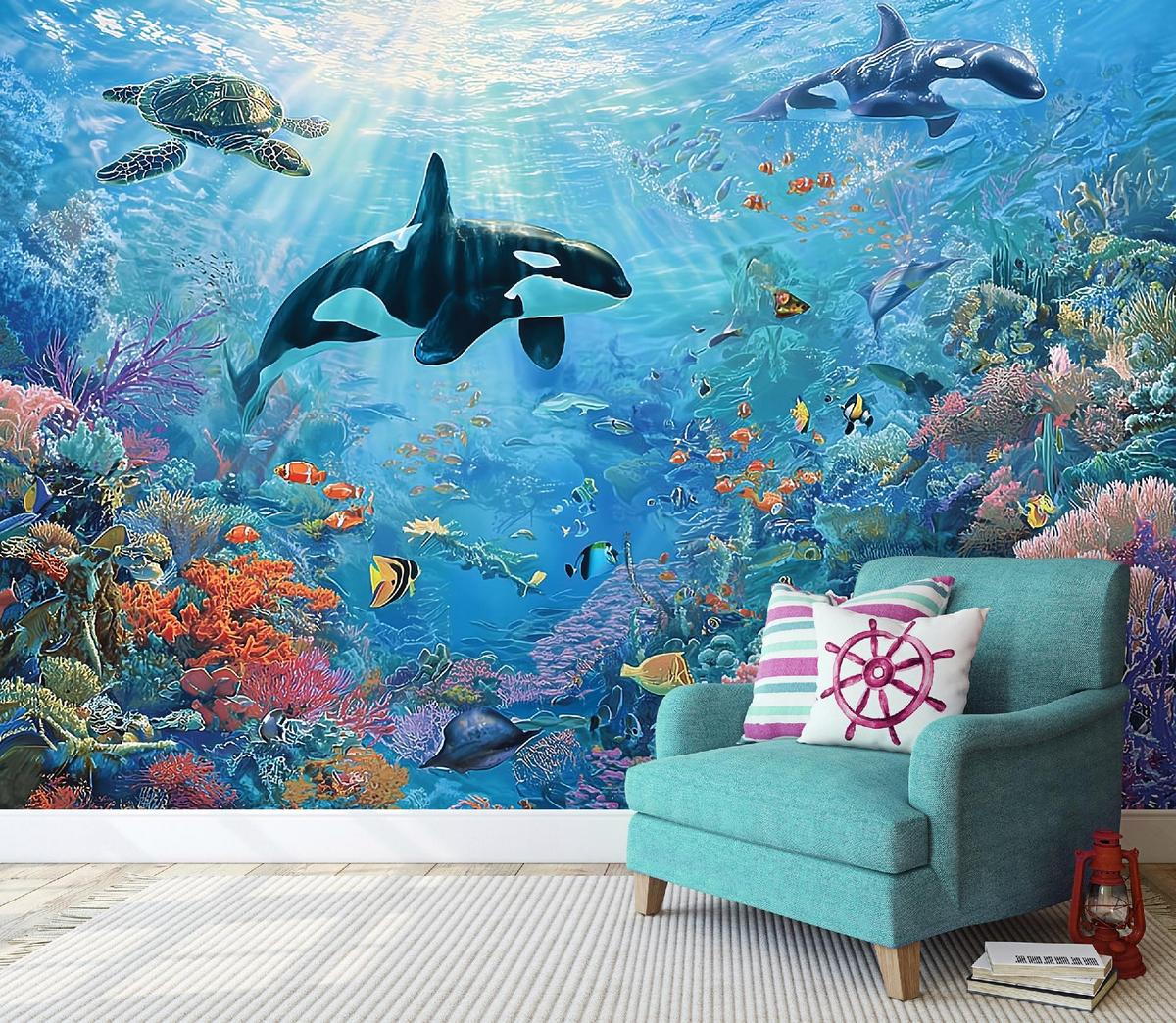 FOTOTAPETE Ozean Korallenriff Blau 150x105 cm - Multicolor, Papier (150/105cm) - Wallarena