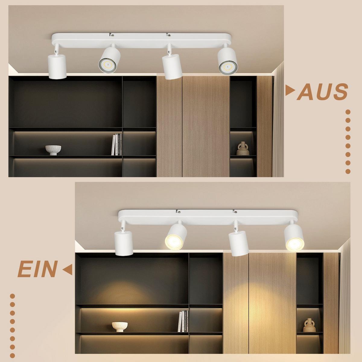 DECKENSTRAHLER Lichtfried 6/14/58 cm - Weiß, Metall (58/6/14cm) - ZMH