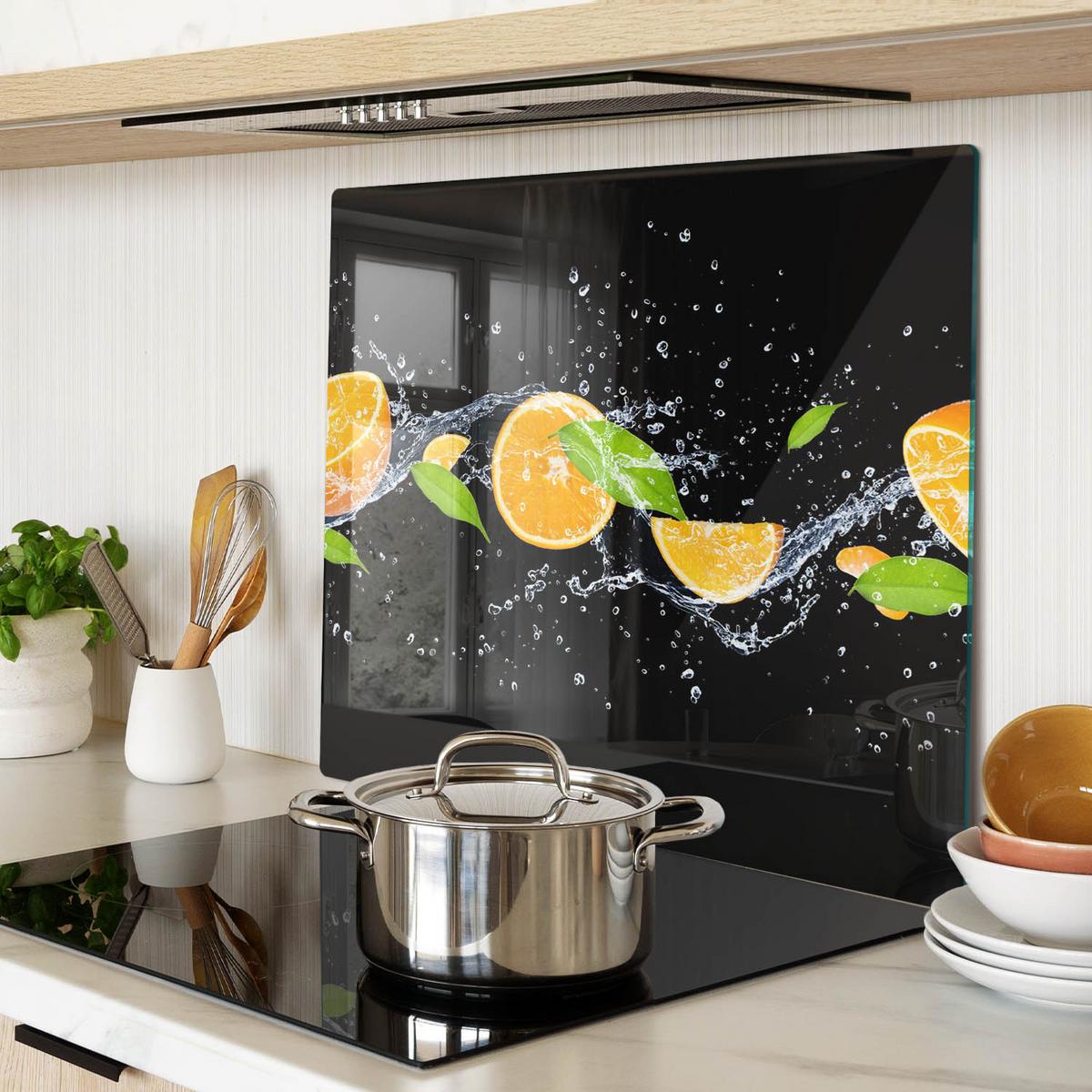 GLASPLATTE 60x52 cm Orangen und Wasser - Orange, Glas (60/0.4/52cm) - TULUP