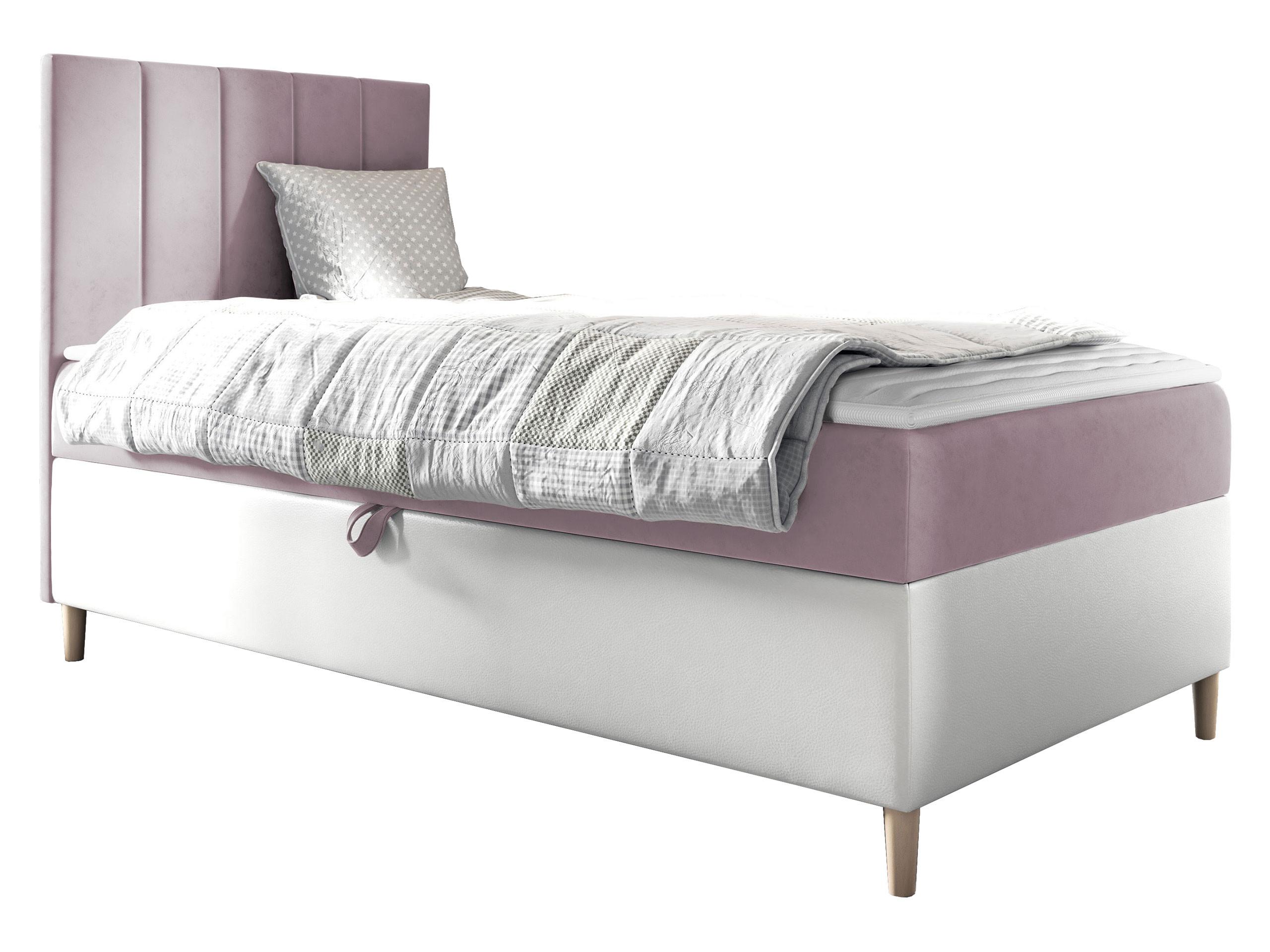 BOXBETT Maja Junior 1, Seite zum Öffnen des Bettkastens: Links - H3 - Weiß/Rosa, Holz (90/200cm) - MIRJAN24