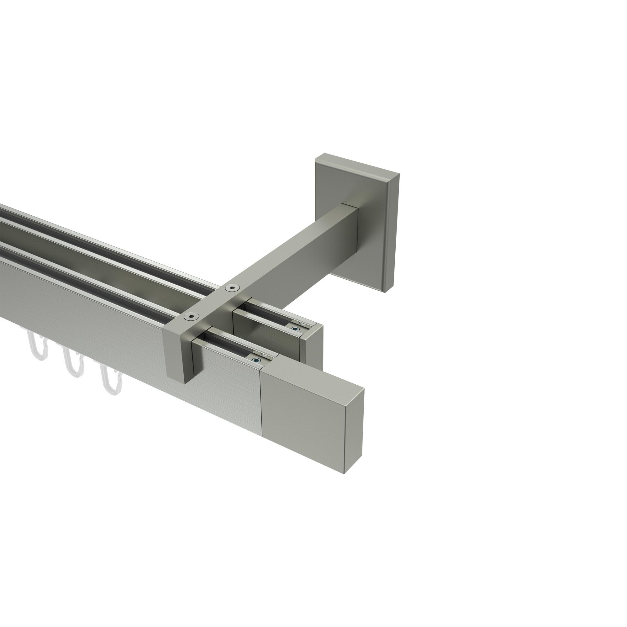 GARDINENSTANGE INNENLAUF Smartline Lox 360 cm (geteilt in 2 x 180 cm), 2-läufig, 14x35 mm Edelstahl-Optik - Edelstahlfarben, Metall (360cm) - INTERDECO