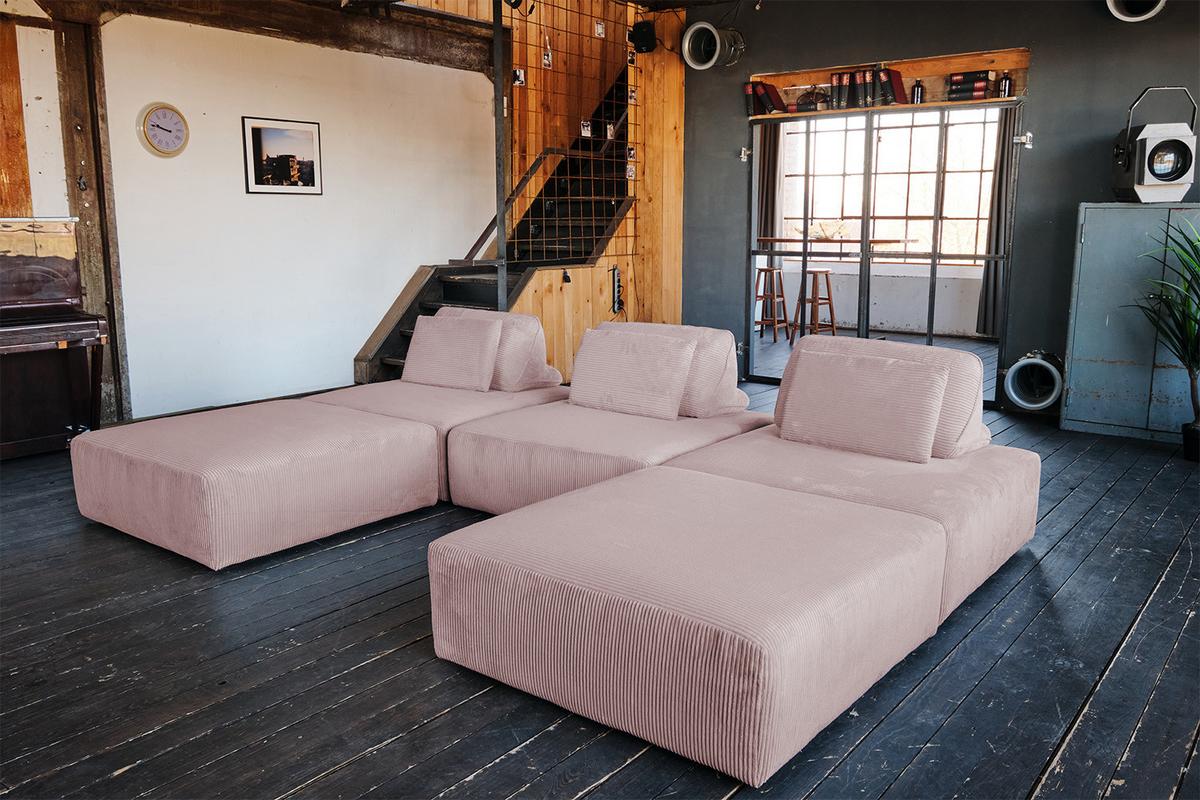 MODULSOFA WIOLO SOFT 5 MODULE 5 KISSEN Pink Cord - Schwarz/Rosa, Kunststoff/Textil (333/84/222cm) - KAWOLA