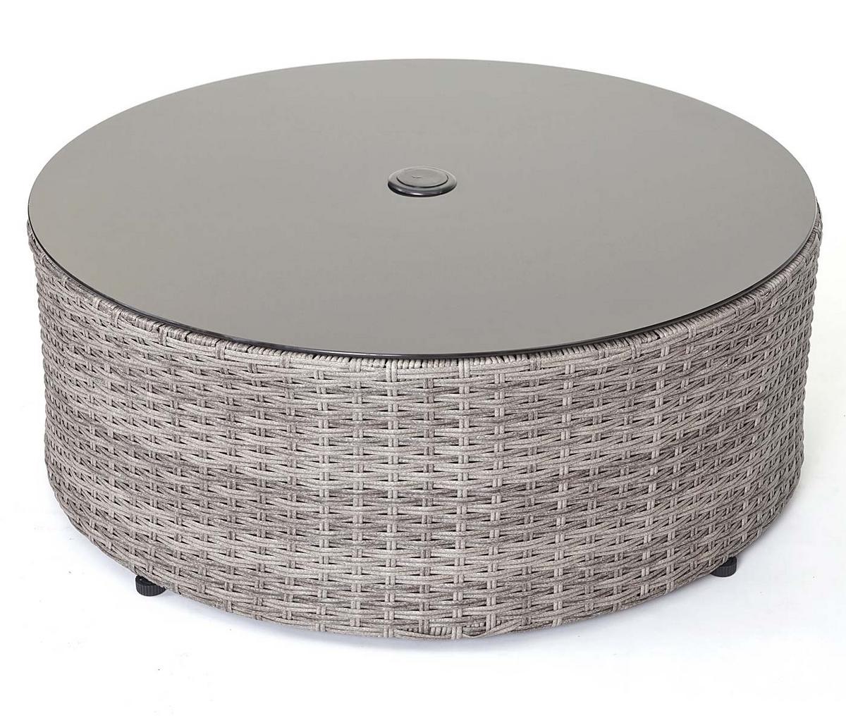 POLY-RATTAN GARNITUR RUND Grau, Anthrazit, Beige - Anthrazit/Beige, Kunststoff - MCW