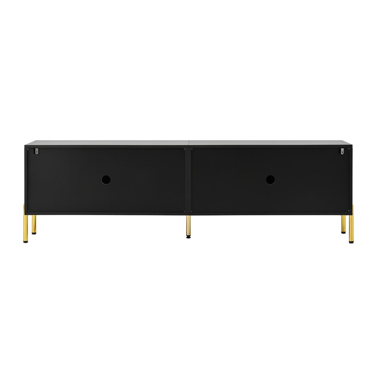 TV-LOWBOARD Schwarz Natur mit 3D-Muster 4 Türen & Goldfüßen 179cm - Naturfarben, Holzwerkstoff (179/53.5/35cm) - Urban Meuble