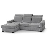 ECKSCHLAFSOFA Alex Mini hellgrau links - Hellgrau/Schwarz, Textil (245/185cm) - Beautysofa