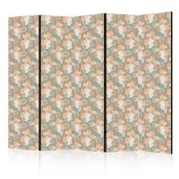 PARAVENT Einseitig Bedruckter 5-tlg 225x172 cm Tropische Blätter und Orchideen - Grün, Holz/Textil (225/172/3cm) - Muralo