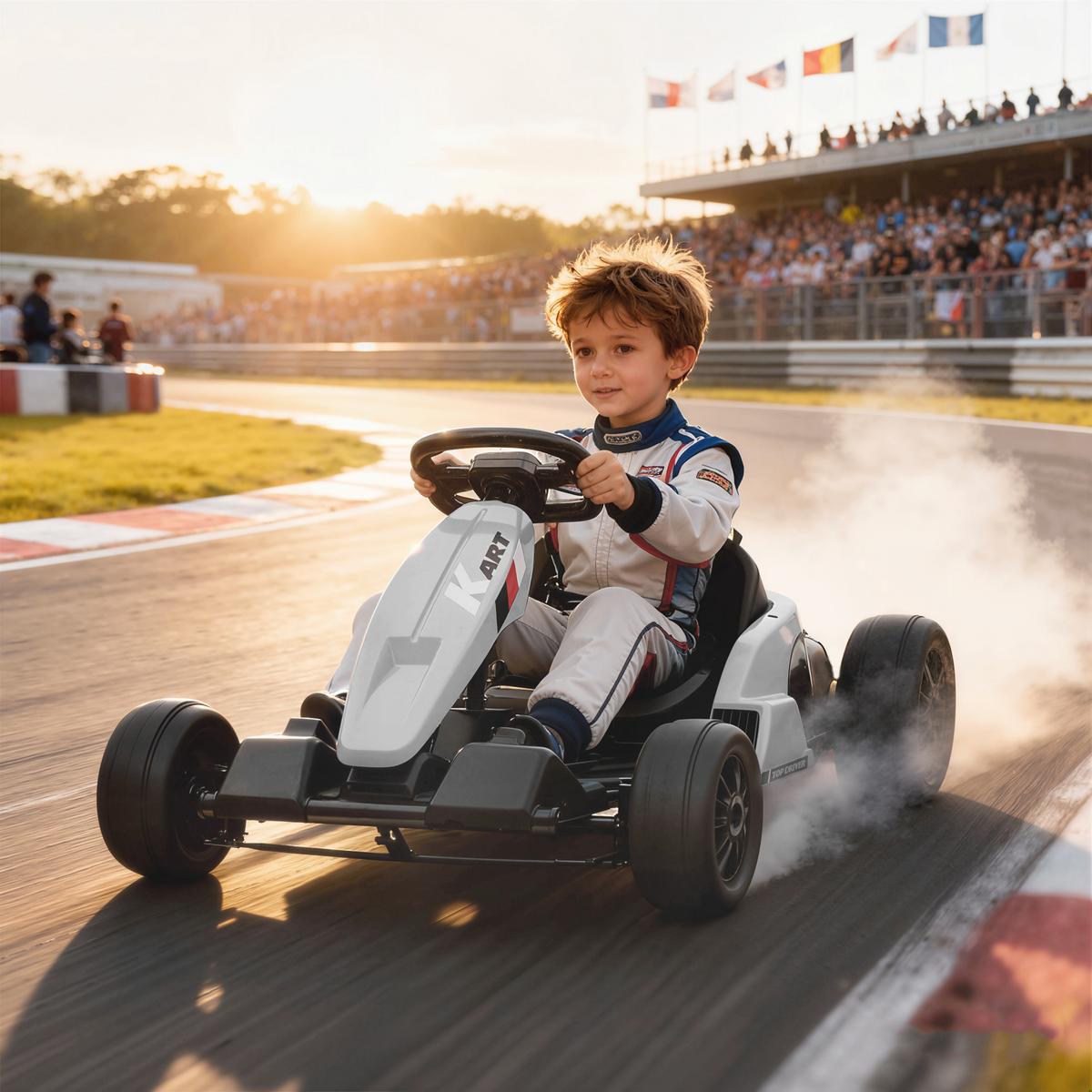 ELEKTRO-DRIFT-KART Kunststoff Stahl Weiß - Weiß, Kunststoff (115/77/55.5cm) - AIYAPLAY
