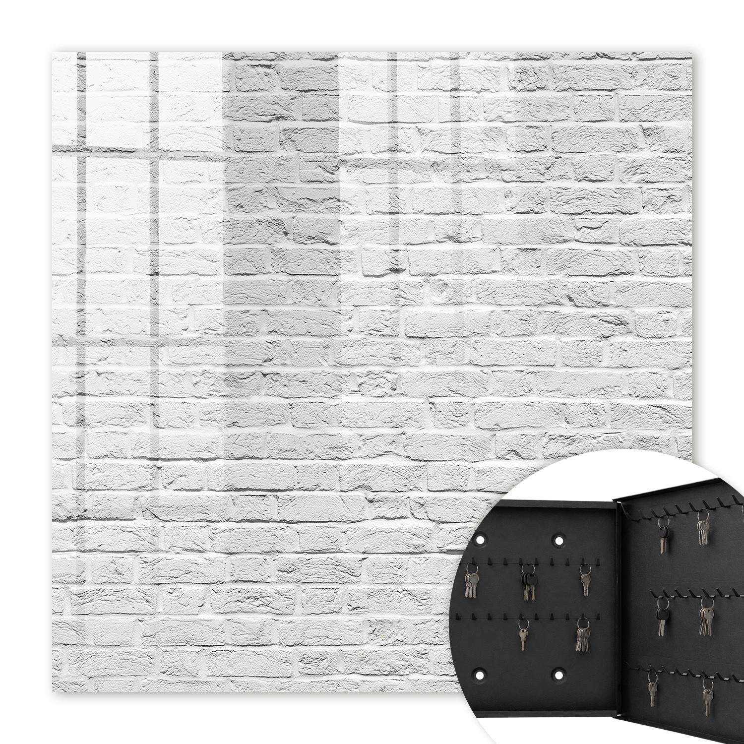 SCHLÜSSELBOX Schwarz 30x30 cm- Türöffnung nach rechts - Ziegelmauer - Grau, Metall (30/30/5cm) - TULUP