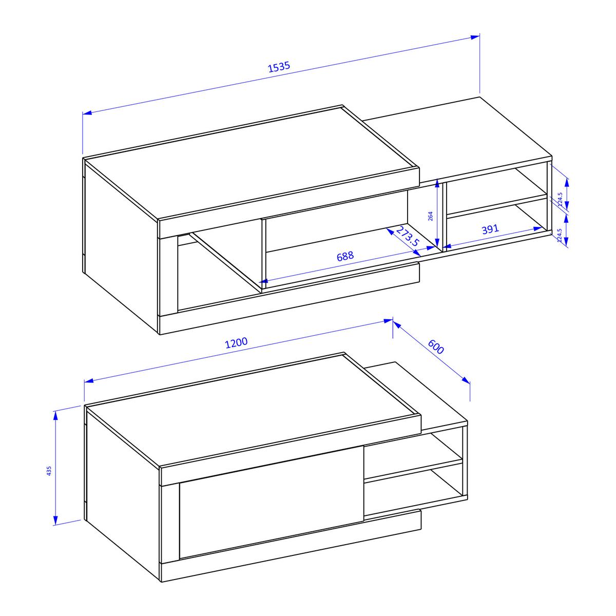 COUCHTISCH SINFONIA 120/43/60 cm Braun - Braun, Holzwerkstoff (60/120/43cm) - MASSENO