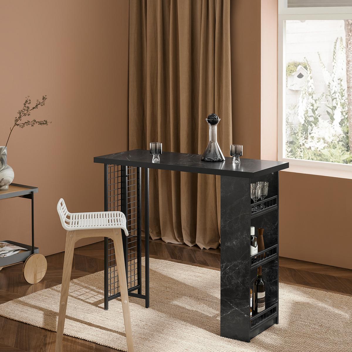 BARTISCH Schwarz - Schwarz, Holzwerkstoff/Metall (50/120/105cm) - SoBuy