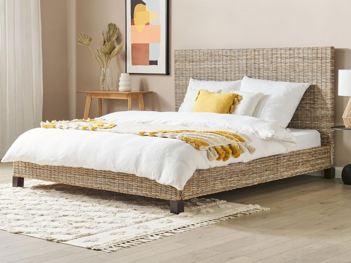 BETT mit Lattenrost 180/200 cm Rattan Naturfarben Salbris - Naturfarben, Naturmaterialien (180/200cm) - Beliani