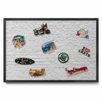 MAGNETTAFEL 60x40 cm Schwarzer Rahmen Ziegelwand Helle Wand - Anthrazit, Metall (60/50/0.4cm) - TULUP