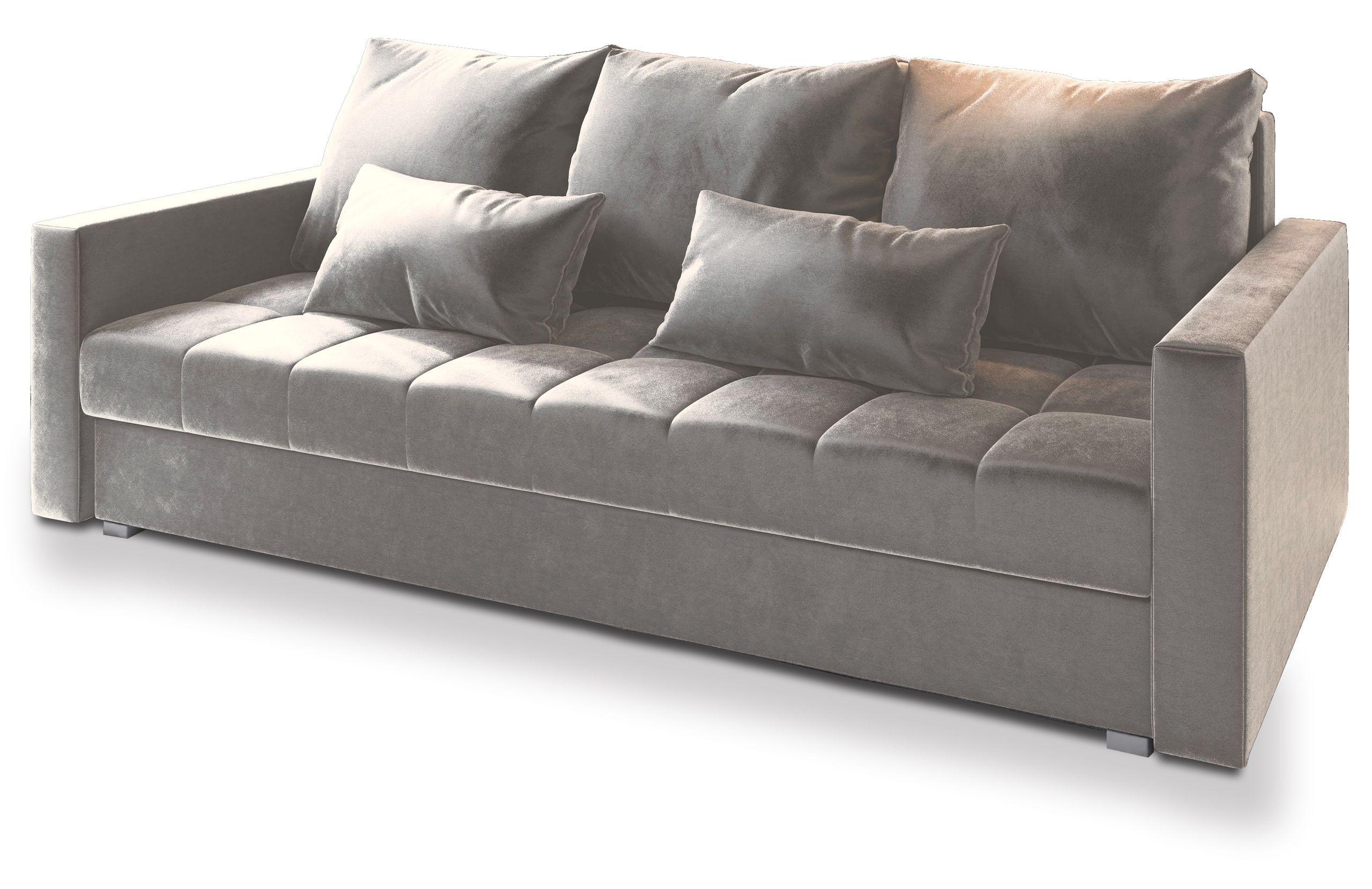 BETTSOFA SIRO Beige Plüsch-Stoff mit Schlaffunktion - Beige, Textil (222/83/86cm) - MASSENO