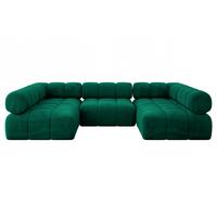 WOHNLANDSCHAFT modulares Sofa Garvo-U1 - 285x190x70 cm Dunkelgrün Velours - Dunkelgrün, Holzwerkstoff/Textil (285/70/190cm) - ALTDECOR